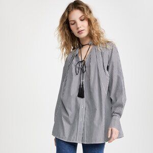 Victoria Beckham Designer Pleated Poplin Button Down size 4 NWT